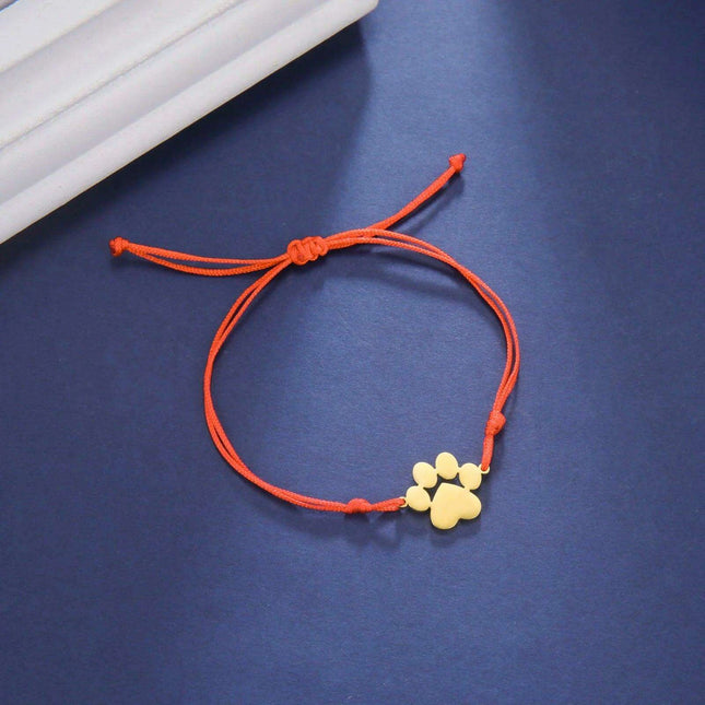 Paw Print Love Bracelet - Handcrafted Red Thread Jewelry for Pet Enthusiasts and Couples