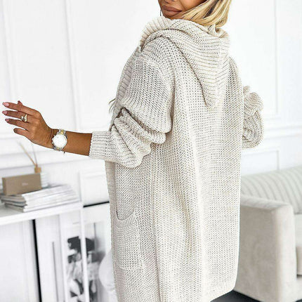 Peach Knit Hooded Cardigan with Pockets - Numoco Essential Layer - Très Elite