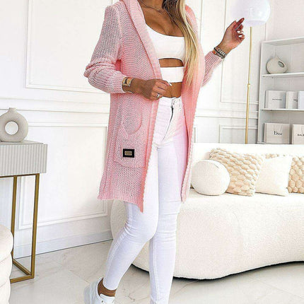 Peach Knit Hooded Cardigan with Pockets - Numoco Essential Layer - Très Elite