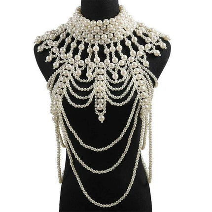 Pearl Elegance Choker and Body Chain Set - Très Elite