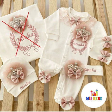 Personalized Cotton Baby Outfit Set with Custom Embroidery - Adorable Newborn Clothing Collection - Très Elite