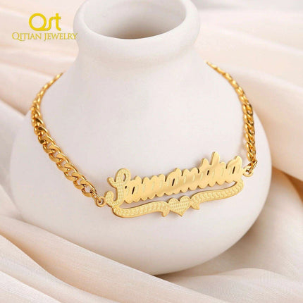 Personalized Cuban Chain Name Jewelry Set for Women and Girls - Très Elite