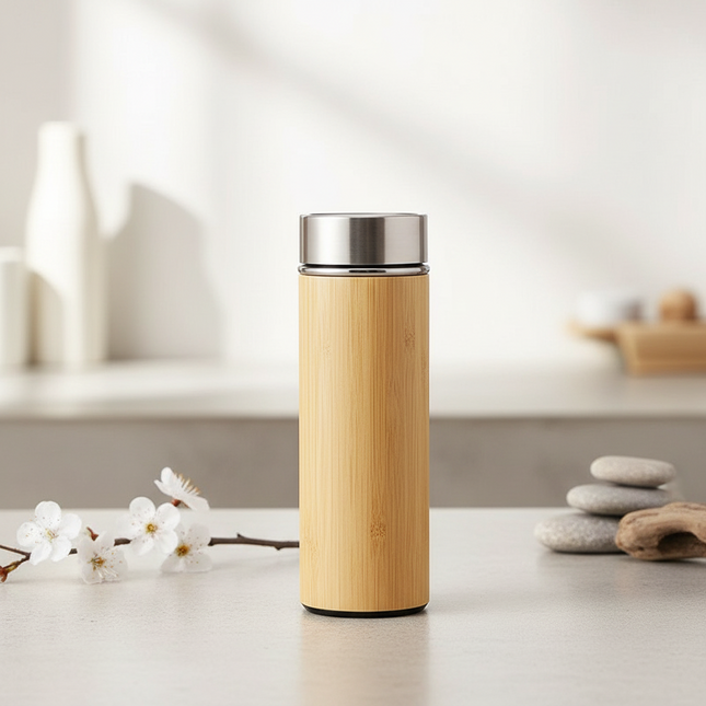 Personalized Eco-Friendly Bamboo Insulated Mug with Temperature Indicator
