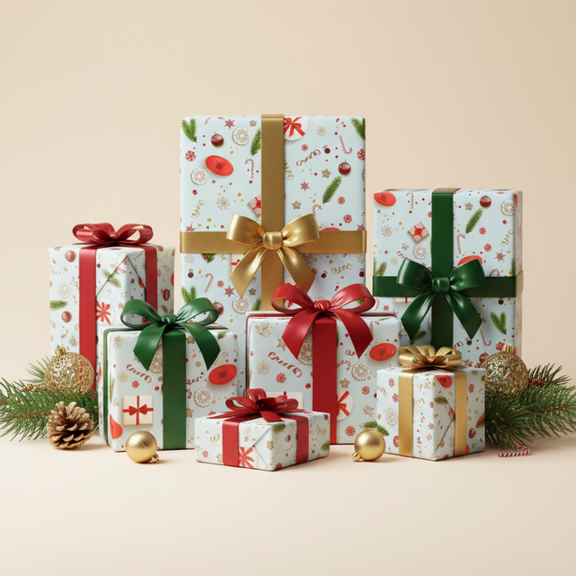 Personalized Elegant Holiday Gift Wrap - Custom Matte & Satin Options - Très Elite