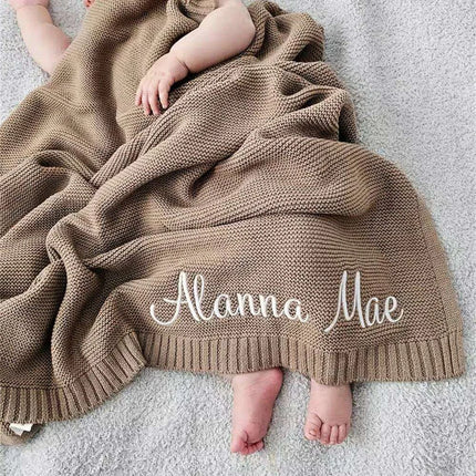 Personalized Embroidered Cotton Baby Blanket - Luxurious Custom Gift for Infants, Ideal for Cozy Sleep - Très Elite