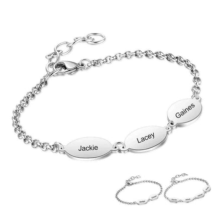 Personalized Engraved Oval Link Bracelets for Couples - Add 2 to 4 Names - Ideal Gift for Friends and Mothers - Très Elite