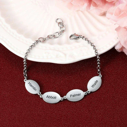 Personalized Engraved Oval Link Bracelets for Couples - Add 2 to 4 Names - Ideal Gift for Friends and Mothers - Très Elite