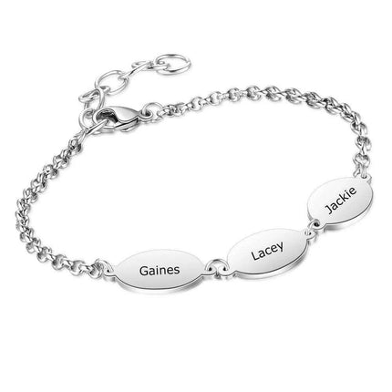 Personalized Engraved Oval Link Bracelets for Couples - Add 2 to 4 Names - Ideal Gift for Friends and Mothers - Très Elite
