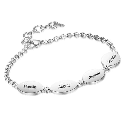 Personalized Engraved Oval Link Bracelets for Couples - Add 2 to 4 Names - Ideal Gift for Friends and Mothers - Très Elite