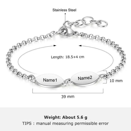 Personalized Engraved Oval Link Bracelets for Couples - Add 2 to 4 Names - Ideal Gift for Friends and Mothers - Très Elite