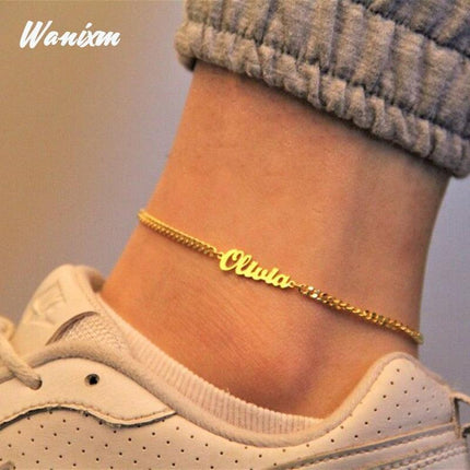 Personalized Gold-Plated Stainless Steel Anklets - Elegant Custom Name Jewelry - Très Elite