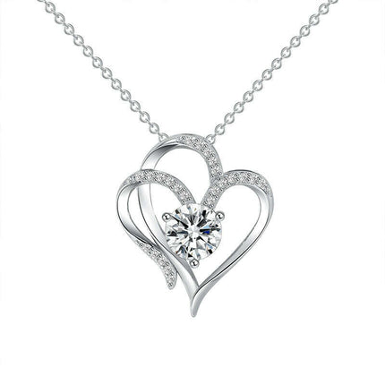 Personalized Heart-Shaped Zircon Love Necklace with Rhinestones - Très Elite