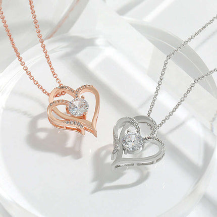 Personalized Heart-Shaped Zircon Love Necklace with Rhinestones - Très Elite