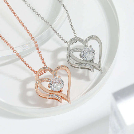 Personalized Heart-Shaped Zircon Love Necklace with Rhinestones - Très Elite