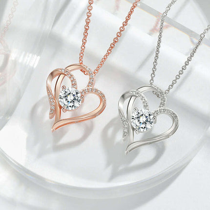 Personalized Heart-Shaped Zircon Love Necklace with Rhinestones - Très Elite