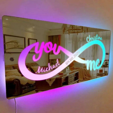 Personalized LED Family Name Mirror - Enchanting Home Decor for Special Moments..