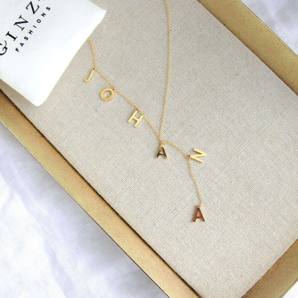 Personalized Lariat Name Necklace - Dainty Bubble Letters Jewelry for Women - Très Elite