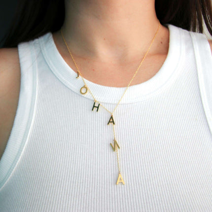 Personalized Lariat Name Necklace - Dainty Bubble Letters Jewelry for Women - Très Elite