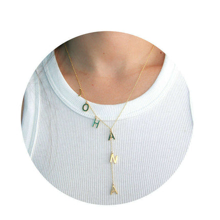 Personalized Lariat Name Necklace - Dainty Bubble Letters Jewelry for Women - Très Elite