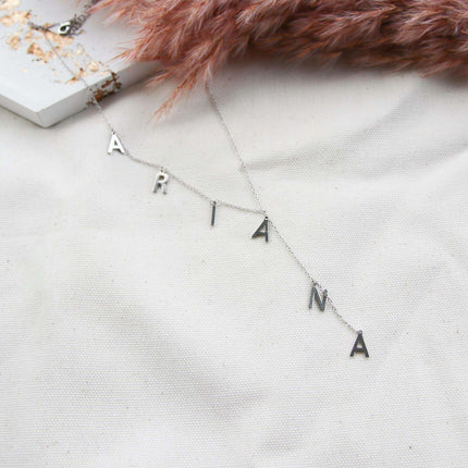 Personalized Lariat Name Necklace - Dainty Bubble Letters Jewelry for Women - Très Elite