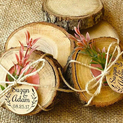 Personalized Rustic Oak Tealight Candle Holders - 15-Piece Celebration Set - Très Elite