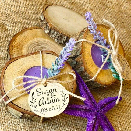 Personalized Rustic Oak Tealight Candle Holders - 15-Piece Celebration Set - Très Elite