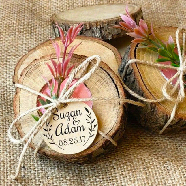 Personalized Rustic Oak Tealight Candle Holders - 15-Piece Celebration Set