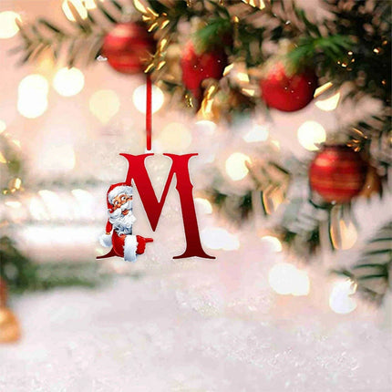 Personalized Santa Hat Alphabet Ornaments for Holiday Tree Decoration..