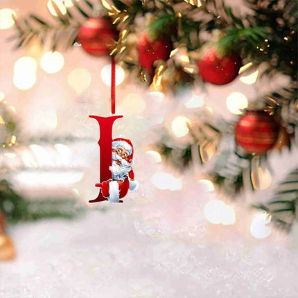 Personalized Santa Hat Alphabet Ornaments for Holiday Tree Decoration..