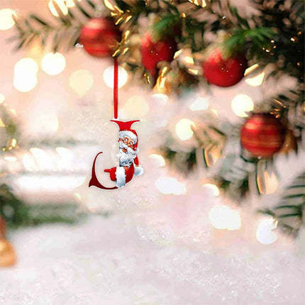 Personalized Santa Hat Alphabet Ornaments for Holiday Tree Decoration..