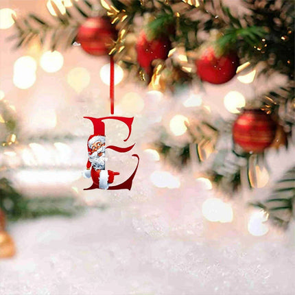 Personalized Santa Hat Alphabet Ornaments for Holiday Tree Decoration..