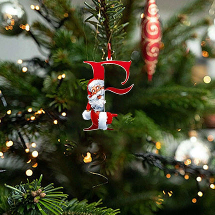 Personalized Santa Hat Alphabet Ornaments for Holiday Tree Decoration..