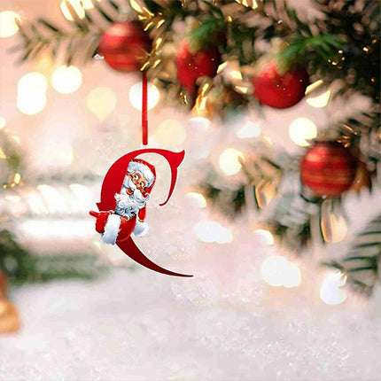 Personalized Santa Hat Alphabet Ornaments for Holiday Tree Decoration..