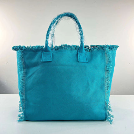 Personalized Trendy Fringed Canvas Tote with Stylish Ruffles..