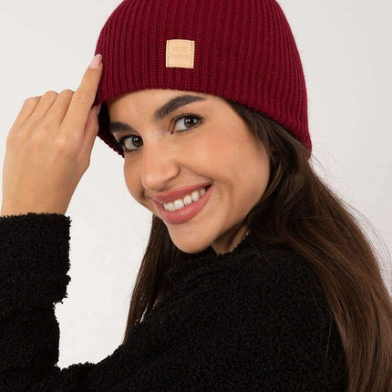 Pink Acrylic Beanie Hat With Discreet Front Patch Detail - Très Elite