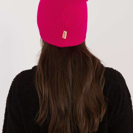 Pink Acrylic Beanie Hat With Discreet Front Patch Detail - Très Elite