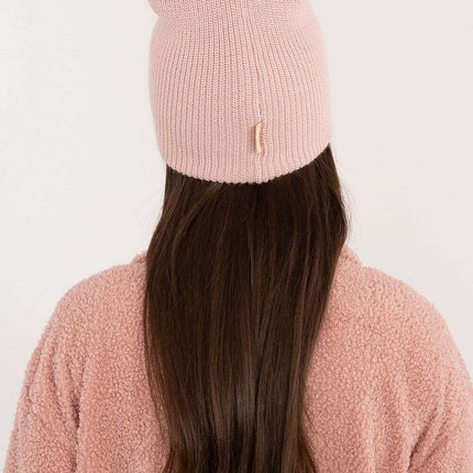 Pink Acrylic Beanie Hat With Discreet Front Patch Detail - Très Elite