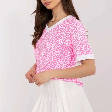 Pink Blouse Model 212264 Cotton Elastane Short Sleeves - Très Elite