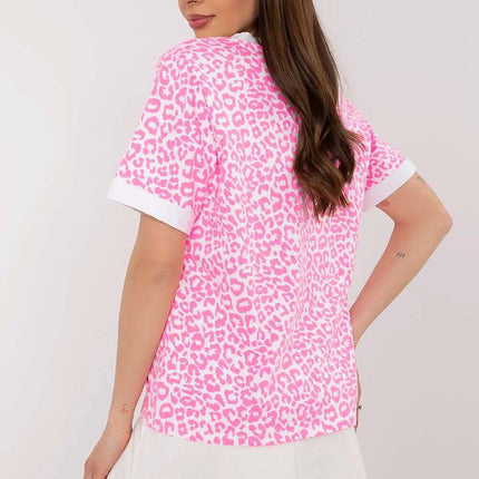 Pink Blouse Model 212264 Cotton Elastane Short Sleeves - Très Elite