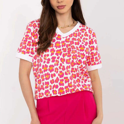 Pink Blouse Model 212264 Cotton Elastane Short Sleeves - Très Elite