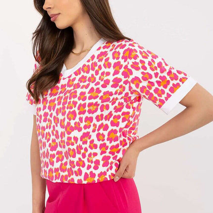 Pink Blouse Model 212264 Cotton Elastane Short Sleeves - Très Elite