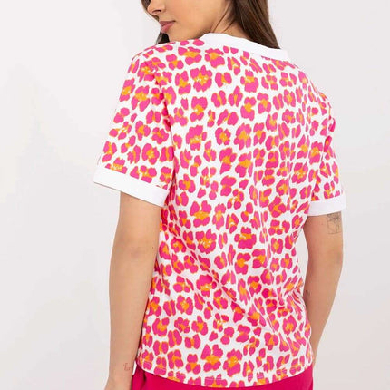 Pink Blouse Model 212264 Cotton Elastane Short Sleeves - Très Elite