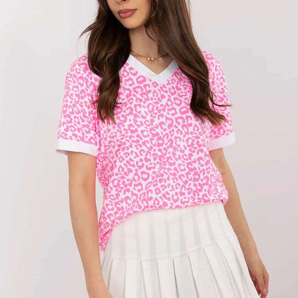 Pink Blouse Model 212264 Cotton Elastane Short Sleeves - Très Elite