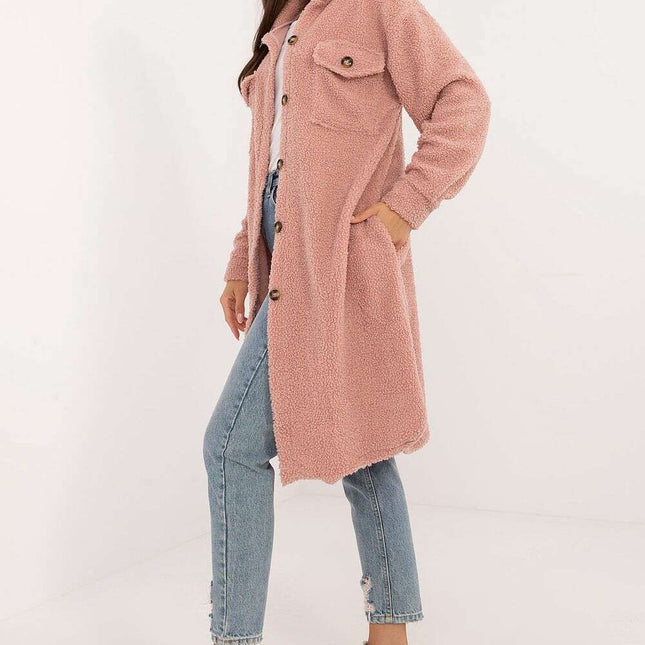 Pink Boucle Long Sleeve Shirt Model 200989 For Women