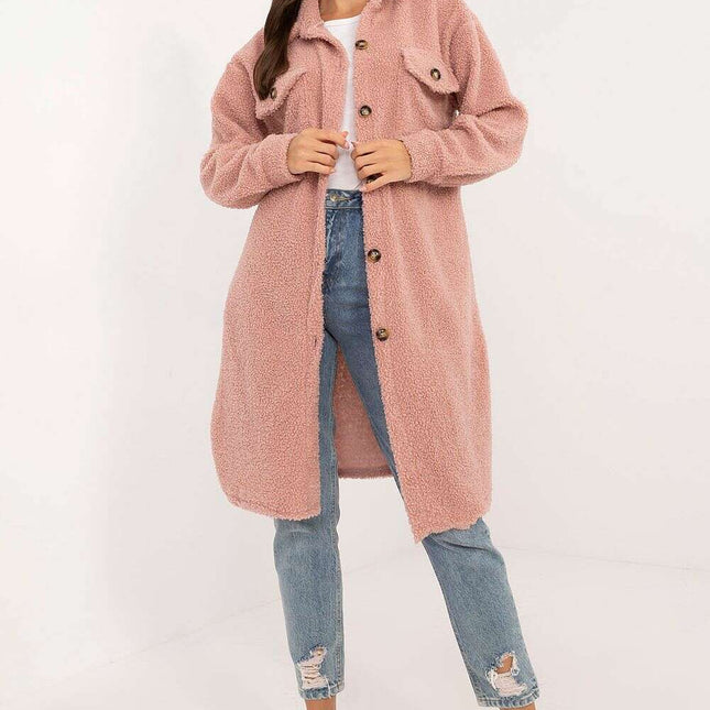 Pink Boucle Long Sleeve Shirt Model 200989 For Women