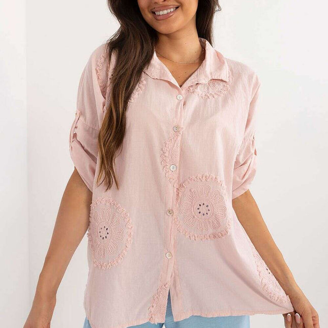 Pink Cotton Shirt Model 198940 For Women Casual Wear