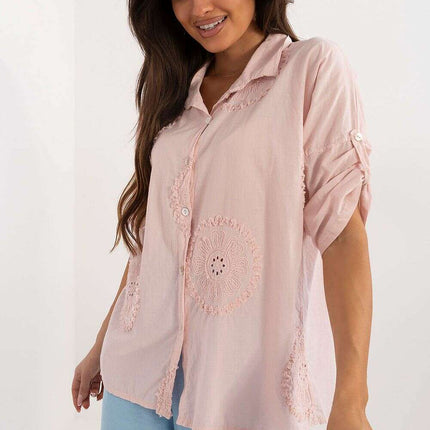 Pink Cotton Shirt Model 198940 For Women Casual Wear - Très Elite