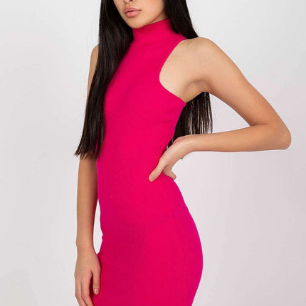 Pink Day Dress Knitted Pencil Knee Length Rue Paris - Très Elite