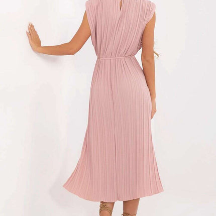 Pink Daydress 213816 Flared Silhouette Viscose Blend - Très Elite