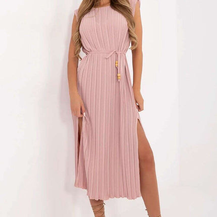 Pink Daydress 213816 Flared Silhouette Viscose Blend - Très Elite